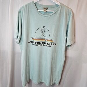 VTG Athletic FOSSIL Tshirt Logo Sz 2X Light Teal 90's Collegiate RARE Graphic
